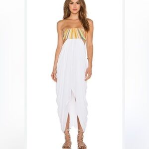 Mara Hoffman Embroidered Strapless Maxi Dress in White